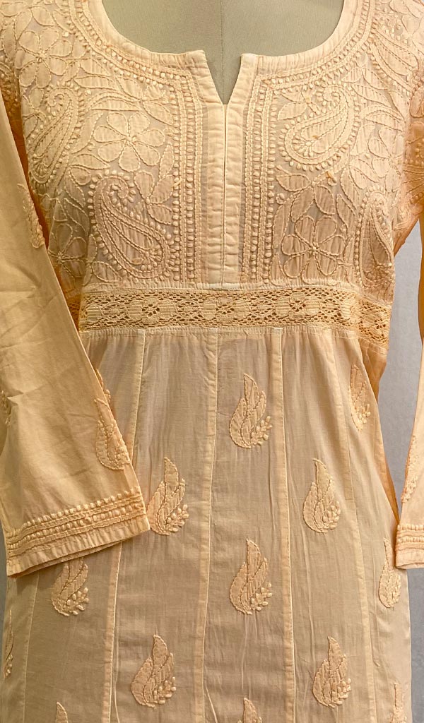 لکھنوی ہاتھ سے تیار شدہ کپاس چکنکاری ٹاپ - HONC0111362