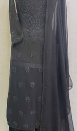 Load image into Gallery viewer, Women's Lucknowi Handcrafted Viscose Georgette Chikankari Kurta Palazzo With Dupatta Set - HONC0113552