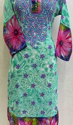 Load image into Gallery viewer, Women's Lakhnavi Handcrafted Faux-Georgette Chikankari Kurti - HONC070374