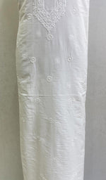 Load image into Gallery viewer, Lucknowi Handcrafted White Cotton Chikankari Unstitched Men's Kurta Fabric - HONC0124121