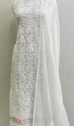 Load image into Gallery viewer, Women's Lakhnavi Handcrafted Faux-Georgette Chikankari Kurta And Dupatta Set - HONC0117487