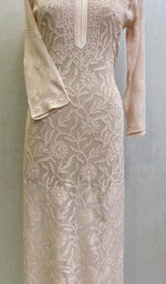 将图像加载到图库查看器中, Women's Lakhnavi Handcrafted Viscose Georgette Chikankari Kurti - HONC0108958