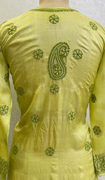 Load image into Gallery viewer, Women's Lakhnavi Handcrafted Tussar Silk Chikankari Kurti - HONC0109229