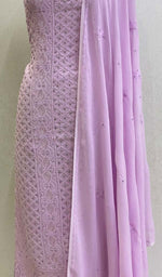 Load image into Gallery viewer, Women's Lucknowi Handcrafted Viscose Georgette Chikankari Suit Material- Honc0101962