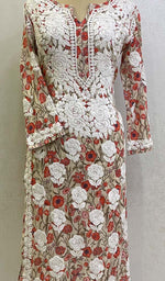 Load image into Gallery viewer, Women's Lucknowi Printed Handcrafted Cotton Chikankari Kurti - HONC0130532