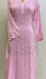 Load image into Gallery viewer, Women's Lucknowi Handcrafted Muslin Chikankari Kurti - HONC0115886