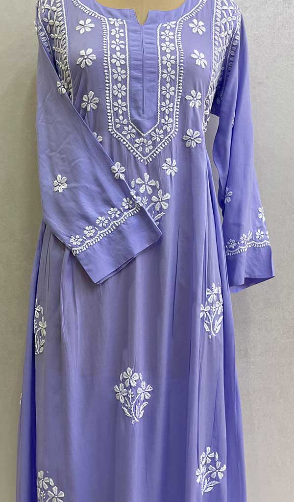Sifa Women's Lucknowi Handcrafted Modal Cotton Chikankari Gown - HONC0122081