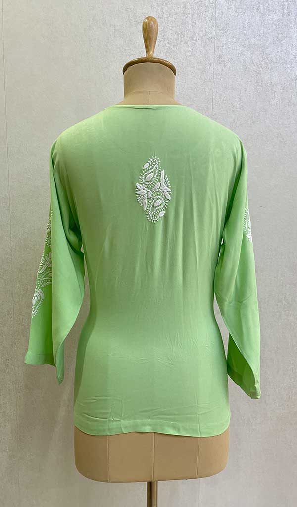 Lakhnavi 手工莫代尔棉 Chikankari 上衣 - HONC0131772