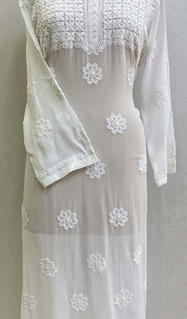Lakhnavi 手工粘胶乔其纱 Chikankari Kurti - HONC0127170