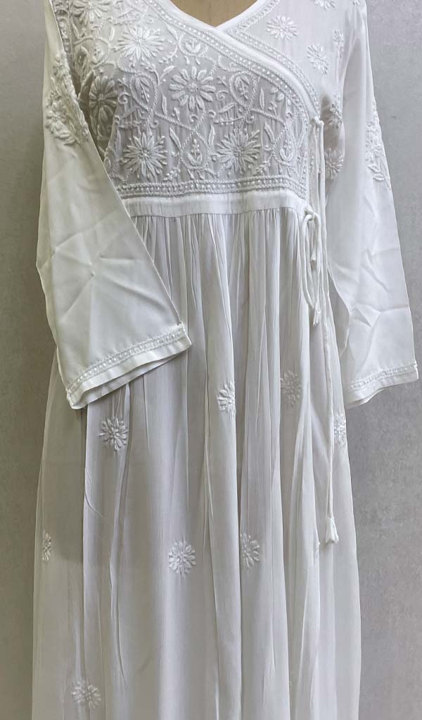 Women's Lucknowi Handcrafted Modal Cotton Chikankari Angrakha - HONC0127187
