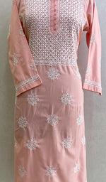 将图像加载到图库查看器中, Lucknowi 手工纯棉 Chikankari Kurti - HONC0133772