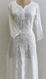 将图像加载到图库查看器中, Zoya Women's Lucknowi Handcrafted Muslin Chikankari Kurti - HONC0207582