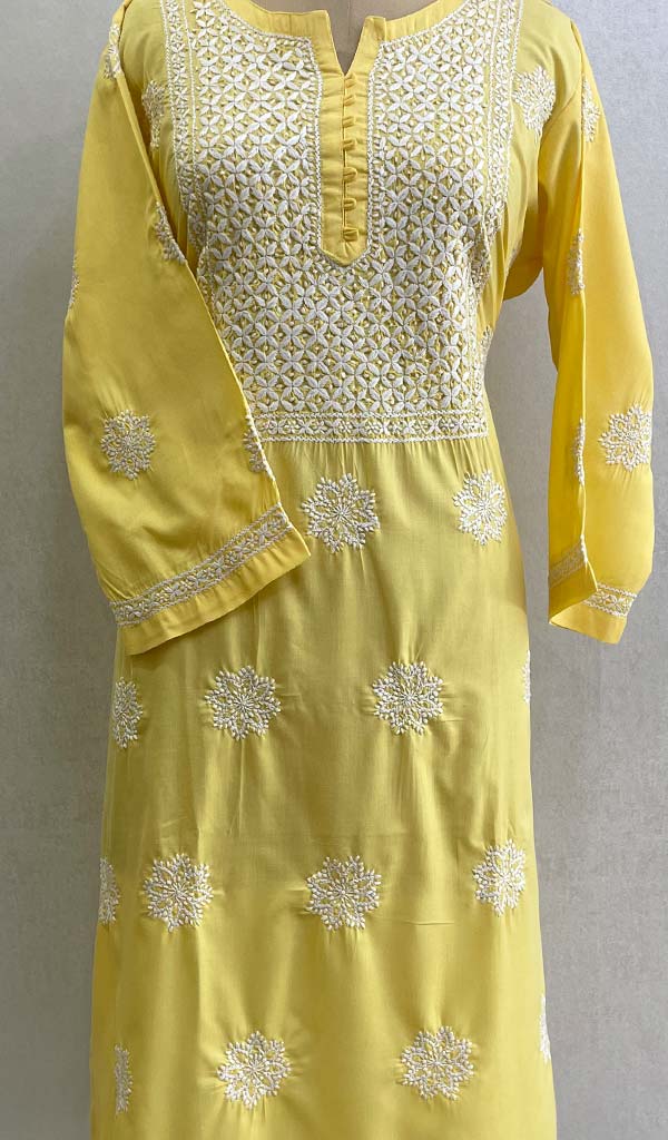 Tayeba Women's Lucknowi Handcrafted Mul Cotton Chikankari Kurti - HONC0133759