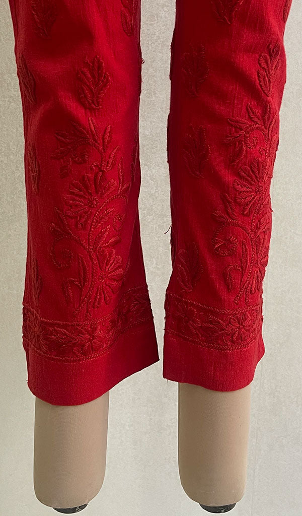 Women's Lucknowi Handcrafted Linen Cotton Chikankari Pant - HONC096688