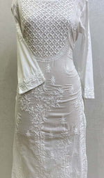 Load image into Gallery viewer, Women's Lakhnavi Handcrafted Mulmul Cotton Chikankari Kurti - HONC096490