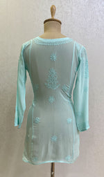 将图像加载到图库查看器中, Lucknowi 手工粘胶乔其纱 Chikankari 上衣 - HONC0133210