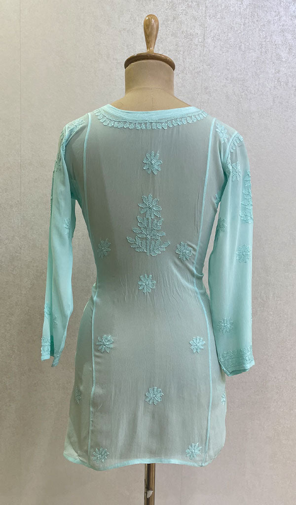 Lucknowi 手工粘胶乔其纱 Chikankari 上衣 - HONC0133210