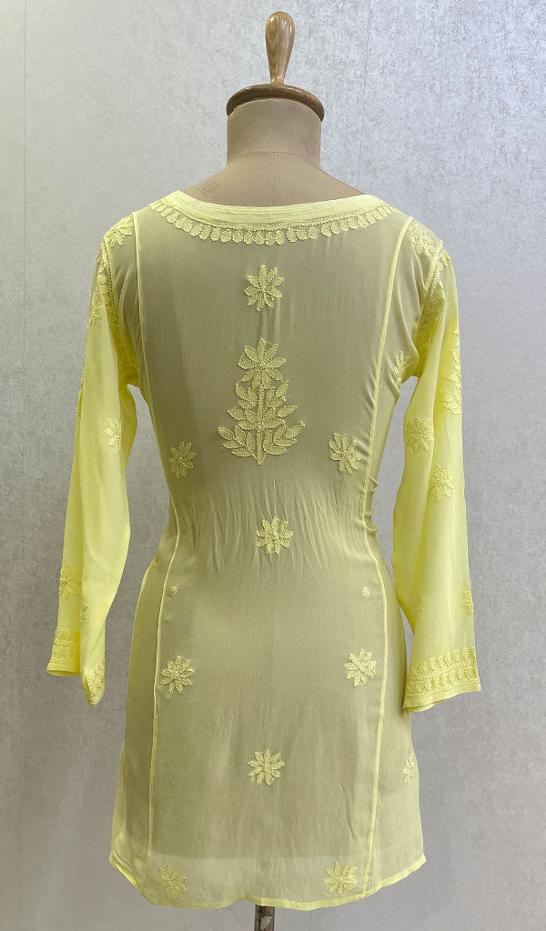 Lucknowi 手工粘胶乔其纱 Chikankari 上衣 - HONC0133138