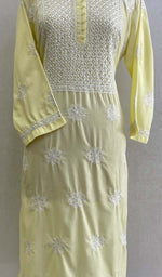 将图像加载到图库查看器中, Lakhnavi 手工制作 Mulmul 棉 Chikankari Kurti- HONC00133760