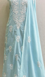 Load image into Gallery viewer, لکھنوی ہاتھ سے تیار کردہ کاٹن چکنکاری کرتہ دوپٹہ کے کپڑے کے ساتھ - Honc0136581