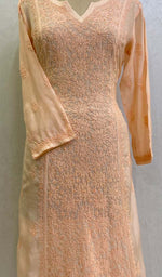 将图像加载到图库查看器中, 勒克瑙手工制作的平纹细布 Chikankari Kurti - HONC0115878