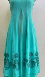 将图像加载到图库查看器中, sabia Women's Lakhnavi Handcrafted Faux-Georgette Chikankari Dress - HONC0137230