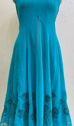 将图像加载到图库查看器中, sabia Women's Lakhnavi Handcrafted Faux-Georgette Chikankari Dress - HONC0137225