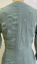 Load image into Gallery viewer, Haaya Women's Lakhnavi Handcrafted Faux-Georgette Chikankari Shrug and Dress Set - HONC0137241