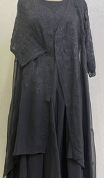将图像加载到图库查看器中, Haaya Women's Lakhnavi Handcrafted Faux-Georgette Chikankari Shrug and Dress Set - HONC0137253