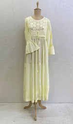 Load image into Gallery viewer, Women's Lakhnavi Handcrafted Viscose Georgette Chikankari Gown - HONC0986820