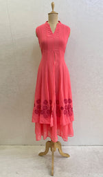 Load image into Gallery viewer, sabia Women's Lakhnavi Handcrafted Faux-Georgette Chikankari Dress - HONC0137229