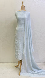 Load image into Gallery viewer, Women's Lucknowi Handcrafted Muslin Chikankari Suit Material - HONC0121058