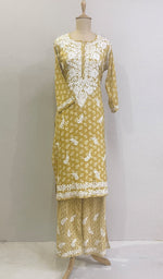 Load image into Gallery viewer, Sonakshi Women's Lakhnavi Handcrafted Modal Cotton Chikankari Kurta And Palazzo Set - HONC0203564