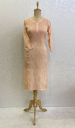 将图像加载到图库查看器中, Women's Lakhnavi Handcrafted Organza Chikankari Kurti - HONC0104537