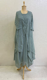 Load image into Gallery viewer, Haaya Women's Lakhnavi Handcrafted Faux-Georgette Chikankari Shrug and Dress Set - HONC0137241