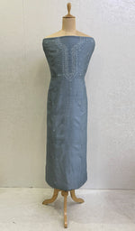 Load image into Gallery viewer, Lucknowi Handcrafted Chanderi Silk Chikankari Unstitched Men's Kurta Fabric - HONC0109732