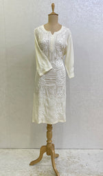 Load image into Gallery viewer, Anum Women's Lucknowi Handcrafted Modal Cotton Chikankari Kurti - HONC0168186
