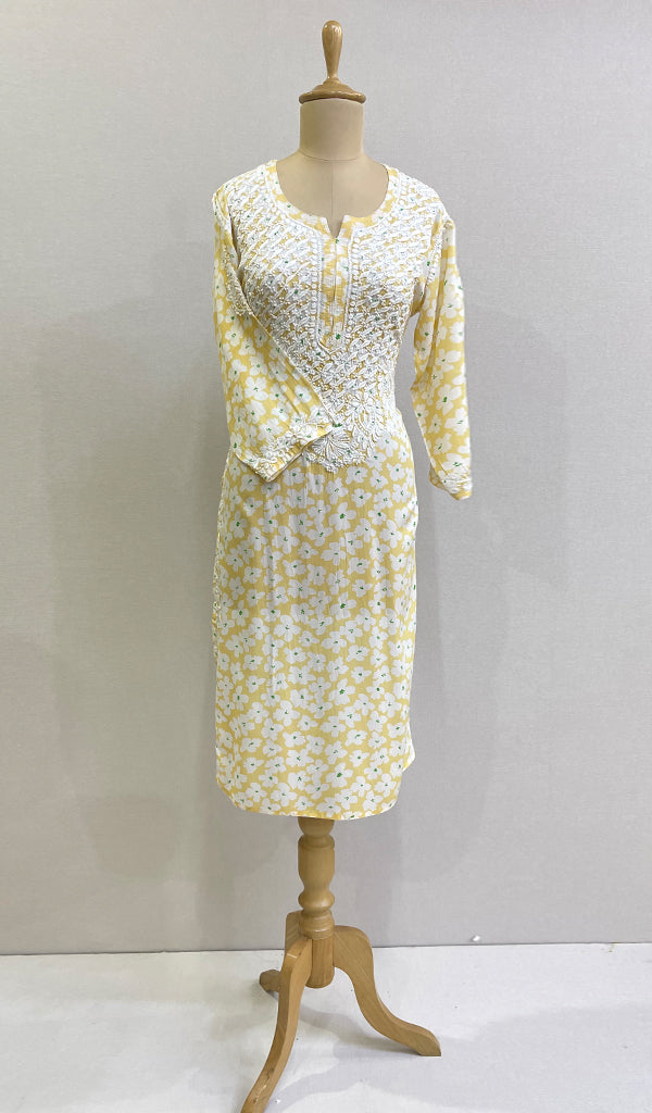 Women's Lucknowi Handcrafted Modal Cotton Chikankari Kurti - HONC0166547