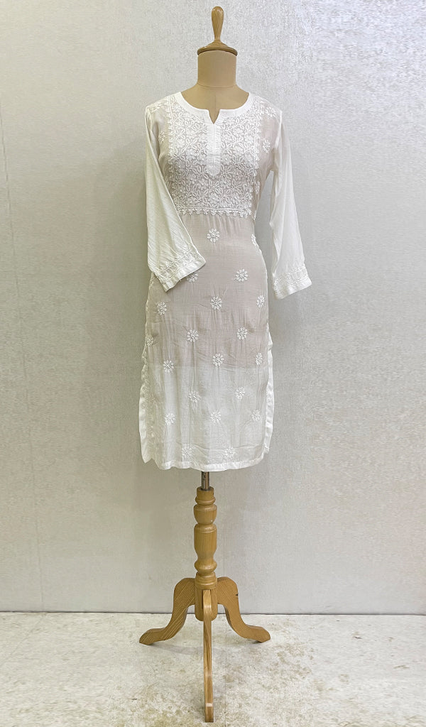 Women's Lucknowi Handcrafted Muslin Chikankari Kurti - HONC0153469