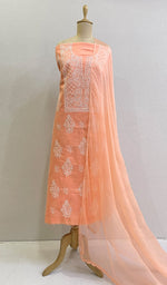 将图像加载到图库查看器中, Women's Lakhnavi Handcrafted Cotton Chikankari Suit Material- HONC0152423