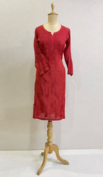 将图像加载到图库查看器中, Women's Lucknowi Handcrafted Muslin Chikankari Kurti - HONC0163100