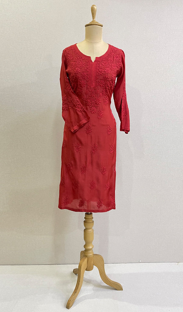 Women's Lucknowi Handcrafted Muslin Chikankari Kurti - HONC0163100