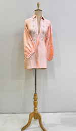 将图像加载到图库查看器中, Fiza Women's Lakhnavi Handcrafted Chanderi Silk Semi- Stiched Chikankari Top - HONC0187498