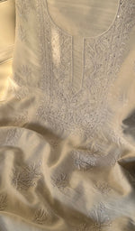 将图像加载到图库查看器中, Women's Lakhnavi Handcrafted Mul Chanderi Unstitched Kurta And Dupatta Set - HONC0270482