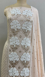 Load image into Gallery viewer, Women's Lakhnavi Handcrafted Viscose Georgette Chikankari Full Suit Material - HONC0203908