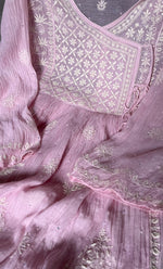 Load image into Gallery viewer, Women's Lakhnavi Handcrafted Mul Chanderi Semi - Stitched Angrakha And Dupatta Set - HONC0298175