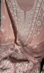 Load image into Gallery viewer, Women's Lakhnavi Handcrafted Tissue Chanderi Semi - Stitched Kurta And Dupatta Set - HONC0270643