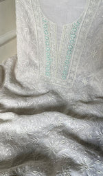 Load image into Gallery viewer, Women's Lakhnavi Handcrafted Mul Chanderi Unstitched Kurta And Dupatta Set - HONCO278059