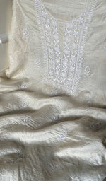 将图像加载到图库查看器中, Women's Lakhnavi Handcrafted Tussar Silk Chikankari Kurta And Dupatta Set - HONC0262815
