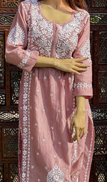 将图像加载到图库查看器中, Women's Lucknowi Handcrafted Mul Chanderi Chikankari Kurti - HONC0256291